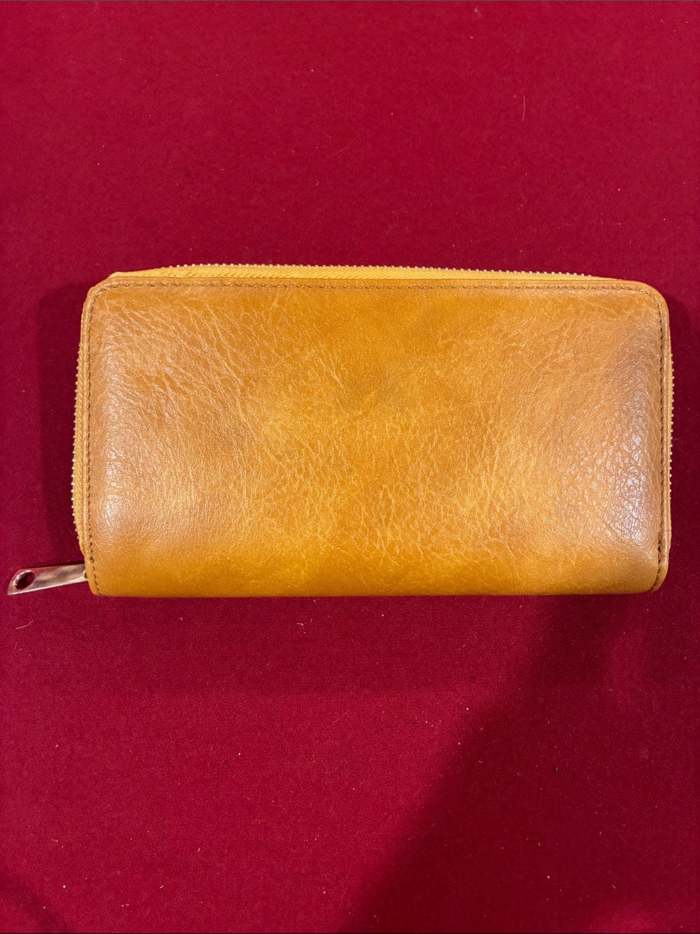 Classic Zip-Around Leather Wallet in Camel